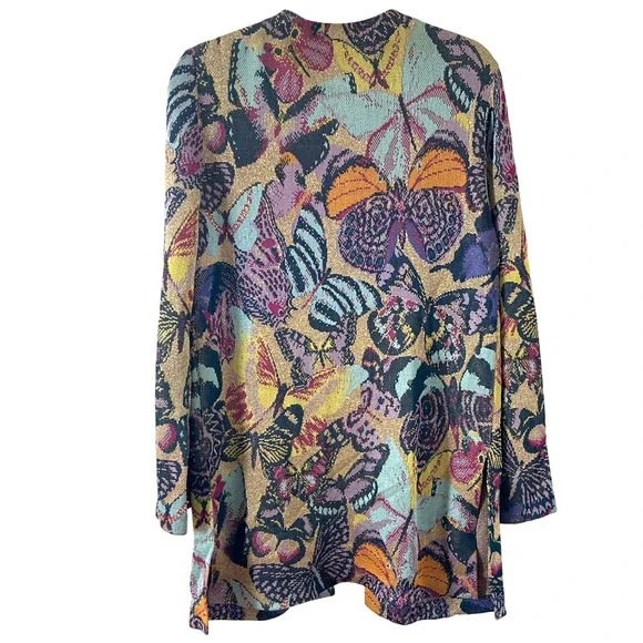 Missoni 1970s Vintage Metallic Knit Butterfly One Button Cardigan VGVC Sweater